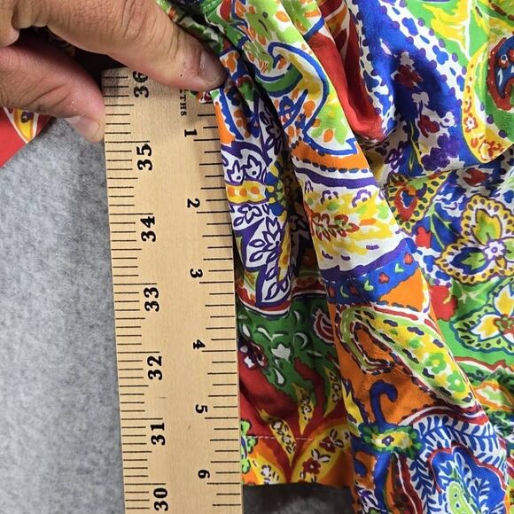 Polo Ralph Lauren Swim Trunks Lined PAISLEY VTG Medium Bright Multi color Cargo - Picture 7 of 9